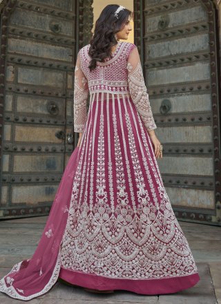 Rani Net Embroidered and Stone Work Lehenga Choli for Engagement