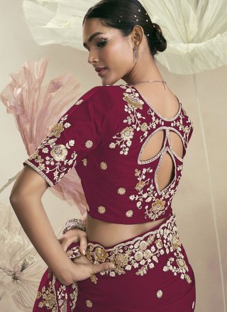 Rani Organza Cord, Cut, Embroidered, Sequins and Zari Work Designer Saree for Ceremonial