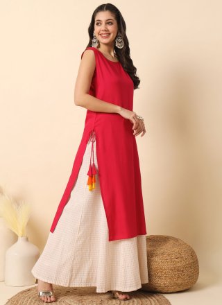 Rani Plain Work Rayon Designer Kurti