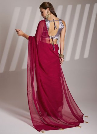 Rani Plain Work Shimmer Classic Sari