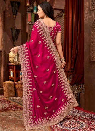 Rani Satin Patch Border, Cut, Embroidered, Stone and Zari Work Designer Sari