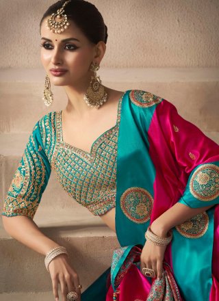 Rani Satin Silk Weaving and Zari Work Trendy Saree
