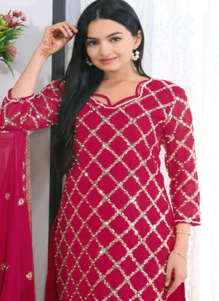 Rani Sequins and Thread Work Faux Georgette Salwar Suit