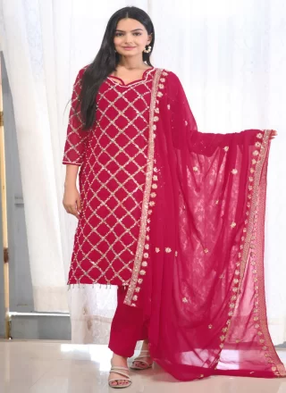 Rani Sequins and Thread Work Faux Georgette Salwar Suit