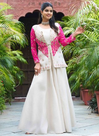 Rani Shimmer Cord, Embroidered and Thread Work Readymade Salwar Suit for Party