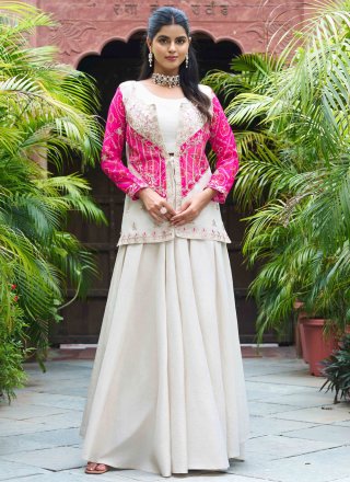 Rani Shimmer Cord, Embroidered and Thread Work Readymade Salwar Suit for Party