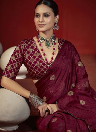 Rani Silk Contemporary Sari with Zari Work