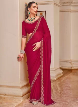 Rani Silk Designer Saree with Cut Dana and Cut Work for Party