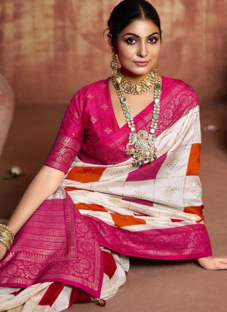Rani Silk Designer Sari with Weaving Work