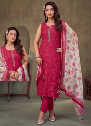 Rani Silk Embroidered Work Salwar Suit