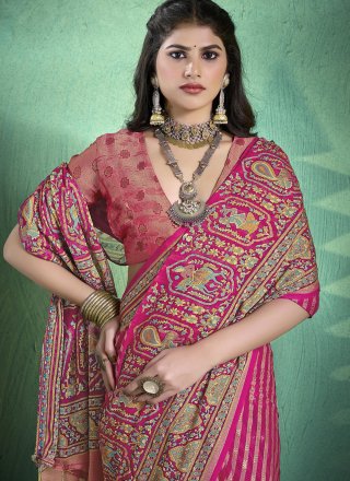 Rani Silk Fancy and Print Work Classic Saree