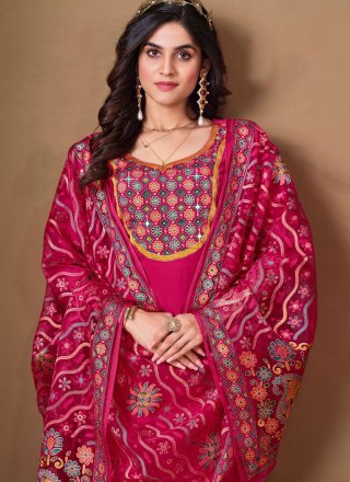 Rani Silk Fancy and Stone Work Salwar Suit for Ceremonial