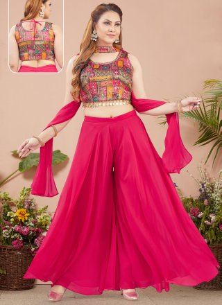Rani Silk Fancy, Mirror, Print and Thread Work Readymade Salwar Suit