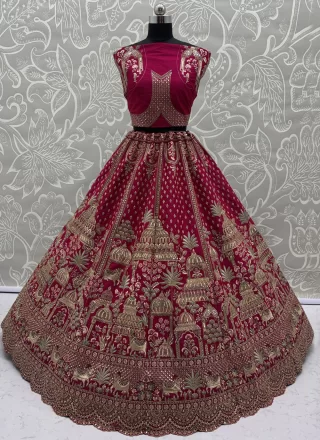 Rani Silk Lehenga Choli with Dori, Embroidered, Sequins, Thread and Zari Work