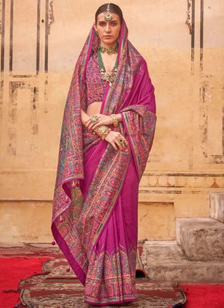 Rani Silk Paisley Print Work Trendy Saree for Ceremonial