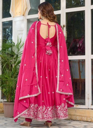 Rani Silk Sequins and Thread Work Floor Length Salwar Suit