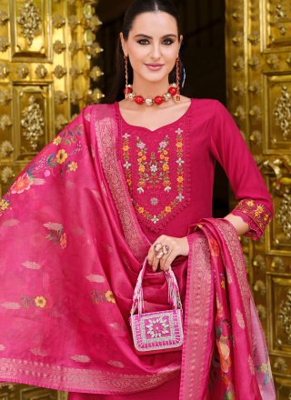 Rani Viscose Embroidered Work Salwar Suit for Ceremonial