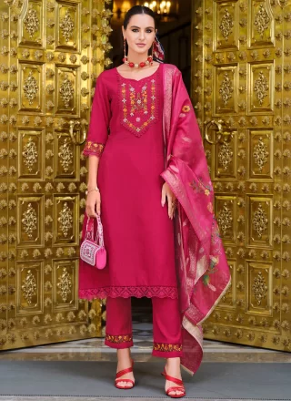 Rani Viscose Embroidered Work Salwar Suit for Ceremonial