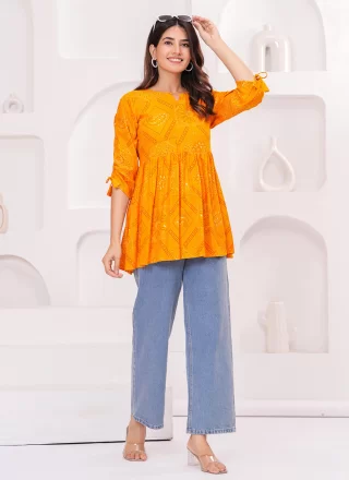 Rayon Casual Kurti In Mustard