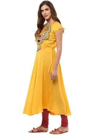 Rayon Churidar Suit with Embroidered and Patch Border Work