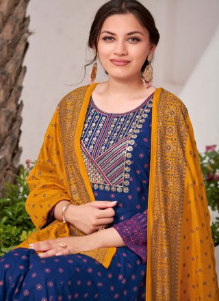 Rayon  Designer Gown In Blue Color