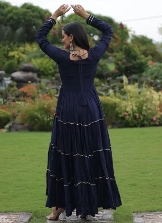 Rayon  Designer Gown In Blue Colour