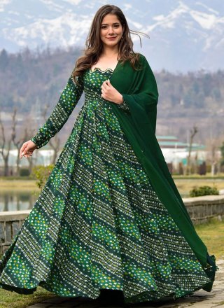 Rayon Designer Gown In Green