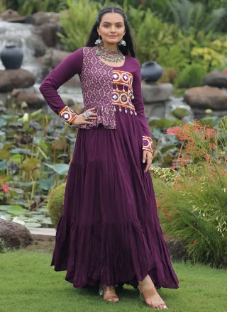 Rayon  Designer Gown In Purple Colour