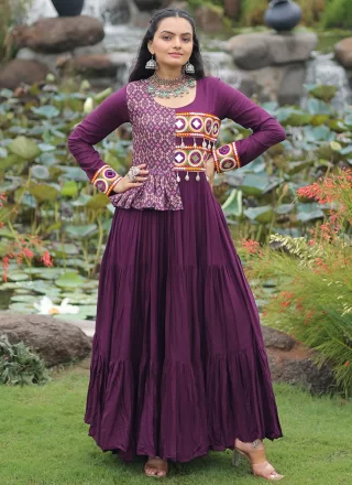 Rayon  Designer Gown In Purple Colour