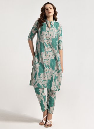 Rayon Designer Kurti In Green Color