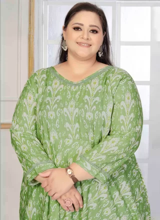 Rayon Designer Kurti In Green Color