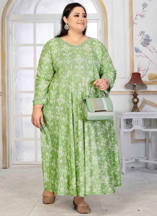 Rayon Designer Kurti In Green Color