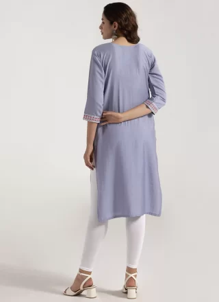 Rayon Designer Kurti In Lavender Color