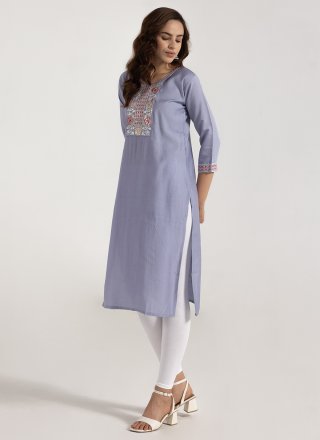 Rayon Designer Kurti In Lavender Color