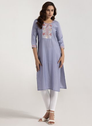 Rayon Designer Kurti In Lavender Color