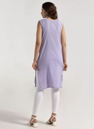 Rayon Designer Kurti In Purple Color