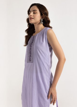 Rayon Designer Kurti In Purple Color