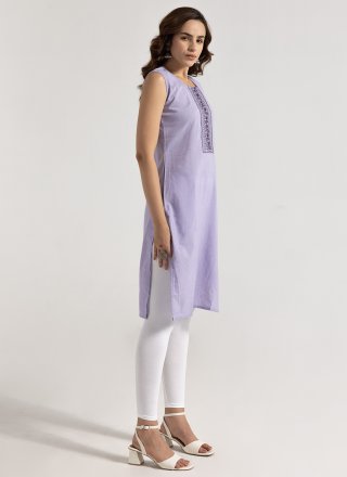 Rayon Designer Kurti In Purple Color