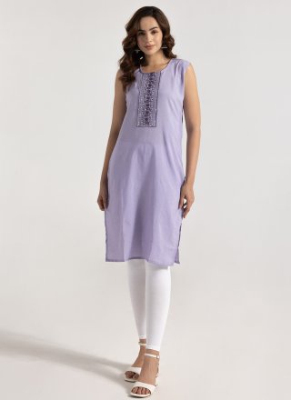 Rayon Designer Kurti In Purple Color