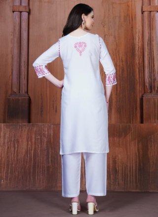 Rayon Designer Kurti In White Color