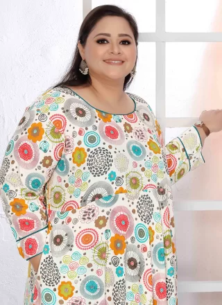 Rayon Floor Length Kurti with Print Work