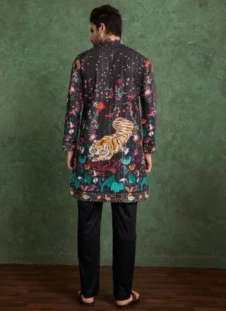 Rayon Kurta Mens Wear In Black Color