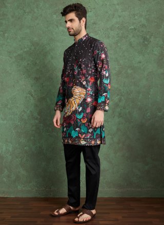 Rayon Kurta Mens Wear In Black Color
