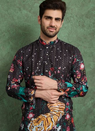 Rayon Kurta Mens Wear In Black Color