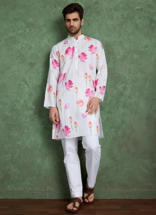Rayon Kurta Mens Wear In White Color