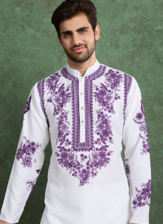 Rayon Kurta Mens Wear with Digital Print Work