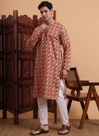 Rayon Kurta Mens Wear with Print Work
