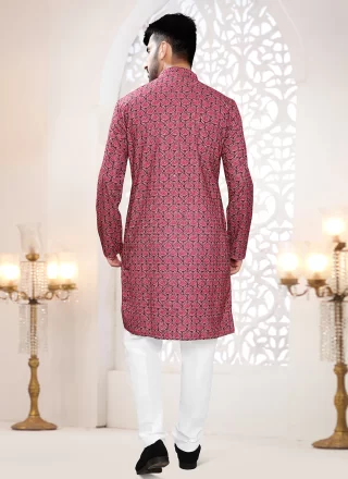 Rayon Kurta Pyjama with Embroidered, Sequins and Thread Work