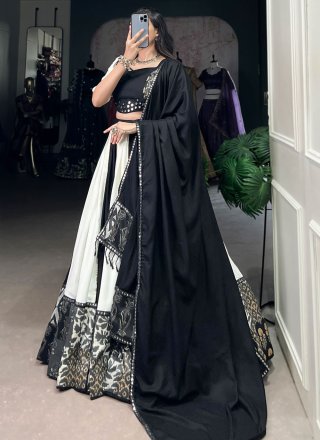 Rayon Readymade Lehenga Choli In Black Color