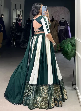 Rayon Readymade Lehenga Choli In Green Color